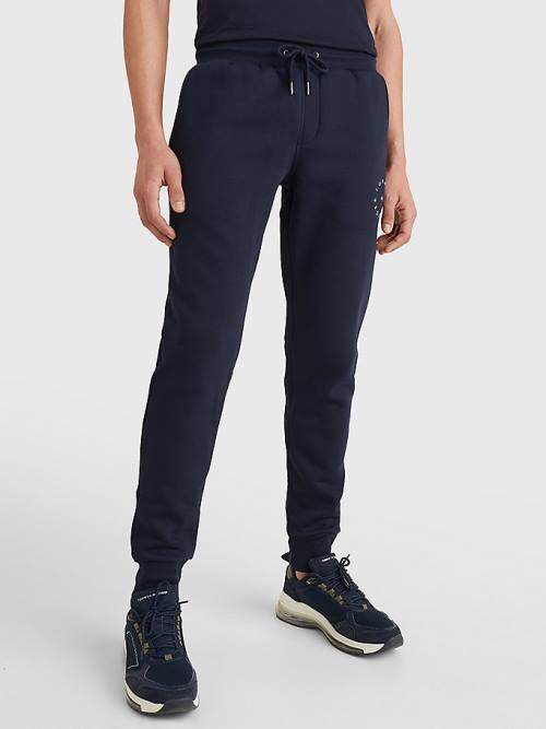 Spodnie Tommy Hilfiger Organic Bawełniane Flex Fleece Joggers Męskie Niebieskie | TH849ZFV