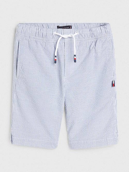 Spodnie Tommy Hilfiger Seersucker Stripe Pull-On Shorts Chłopięce Niebieskie | TH154NTM