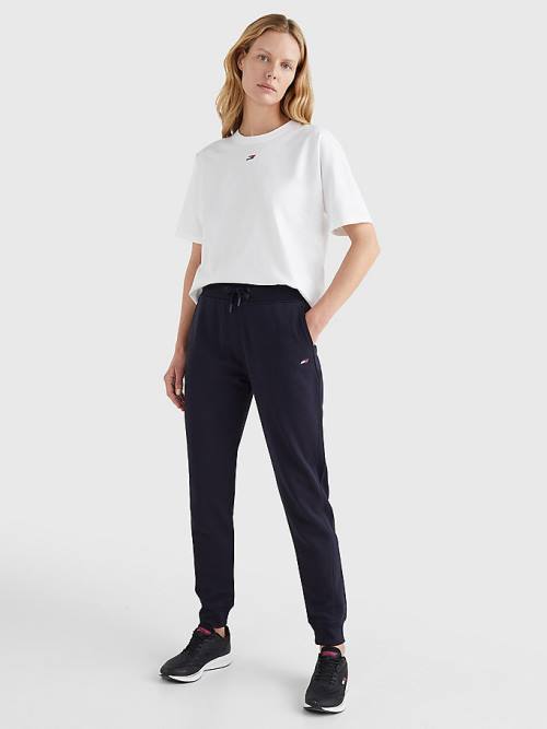 Spodnie Tommy Hilfiger Sportowe Organic Bawełniane Regular Fit Joggers Damskie Niebieskie | TH158UTF