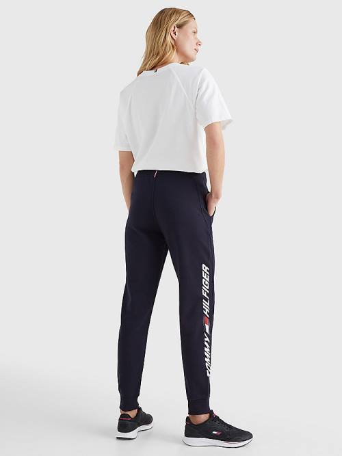 Spodnie Tommy Hilfiger Sportowe Organic Bawełniane Regular Fit Joggers Damskie Niebieskie | TH158UTF