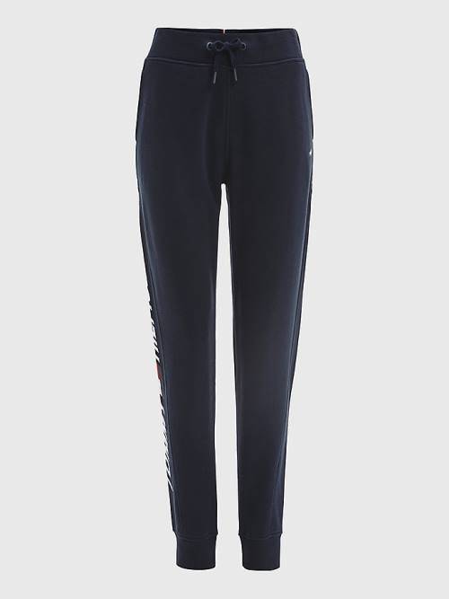 Spodnie Tommy Hilfiger Sportowe Organic Bawełniane Regular Fit Joggers Damskie Niebieskie | TH158UTF