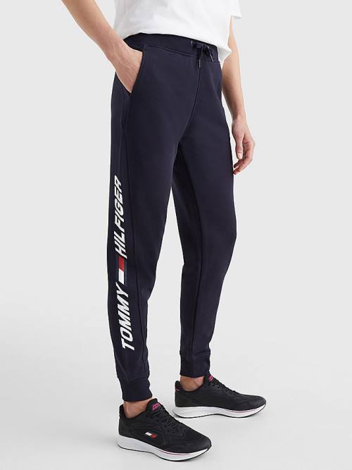 Spodnie Tommy Hilfiger Sportowe Organic Bawełniane Regular Fit Joggers Damskie Niebieskie | TH158UTF