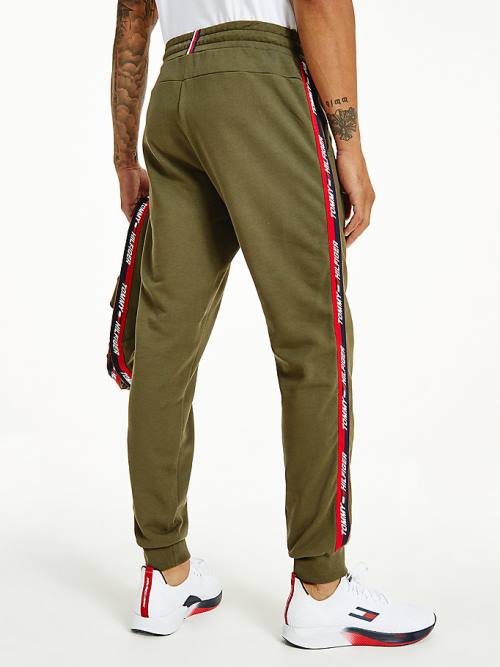 Spodnie Tommy Hilfiger Sportowe Tape Joggers Męskie Khaki | TH018DGS