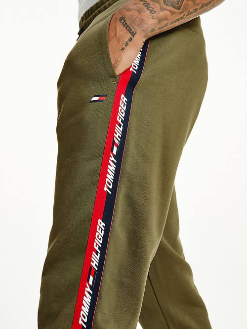 Spodnie Tommy Hilfiger Sportowe Tape Joggers Męskie Khaki | TH018DGS