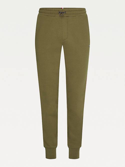 Spodnie Tommy Hilfiger Sportowe Tape Joggers Męskie Khaki | TH018DGS