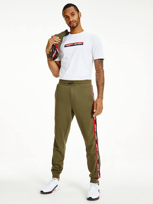 Spodnie Tommy Hilfiger Sportowe Tape Joggers Męskie Khaki | TH018DGS