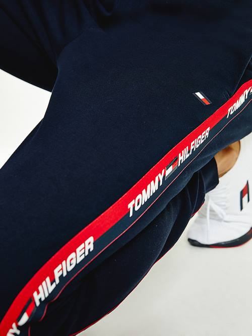 Spodnie Tommy Hilfiger Sportowe Tape Joggers Męskie Niebieskie | TH056WTO