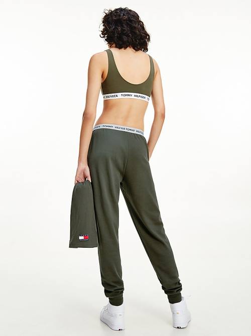 Spodnie Tommy Hilfiger Tommy 85 Logo Waistband Joggers Damskie Khaki | TH094PLE