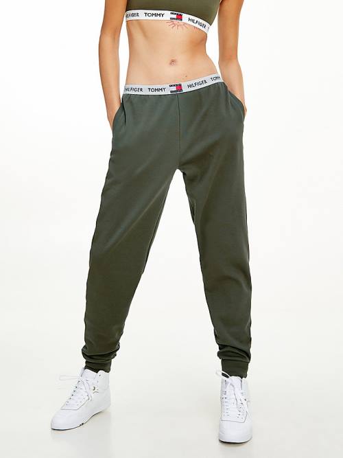 Spodnie Tommy Hilfiger Tommy 85 Logo Waistband Joggers Damskie Khaki | TH094PLE