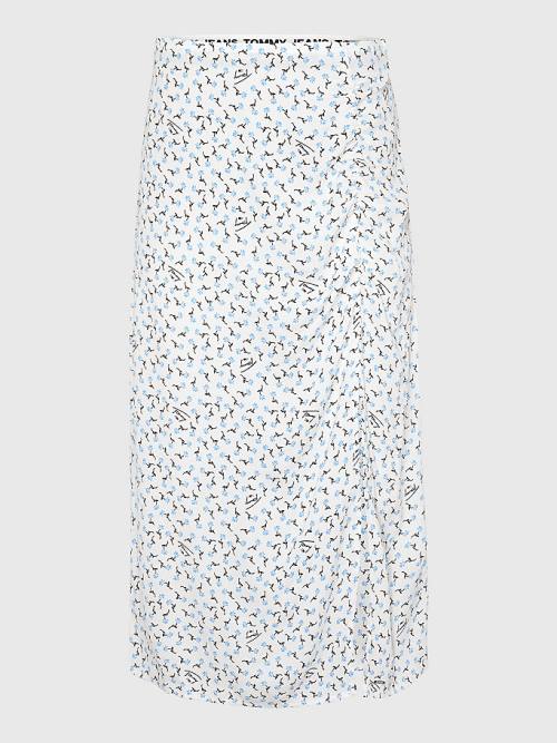 Spódnice Tommy Hilfiger Ditsy Print Slit Midi Damskie Białe | TH039SBR