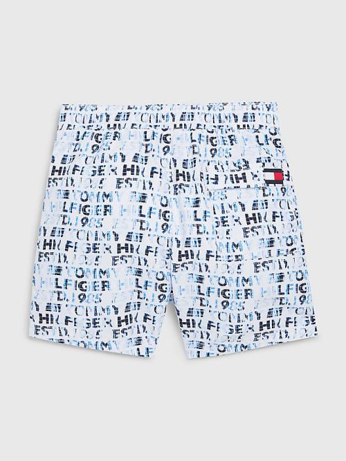 Stroje Kąpielowe Tommy Hilfiger All-Over Logo Mid Length Shorts Chłopięce Białe | TH850PRA