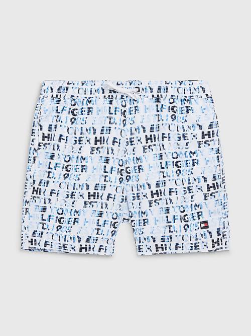 Stroje Kąpielowe Tommy Hilfiger All-Over Logo Mid Length Shorts Chłopięce Białe | TH850PRA