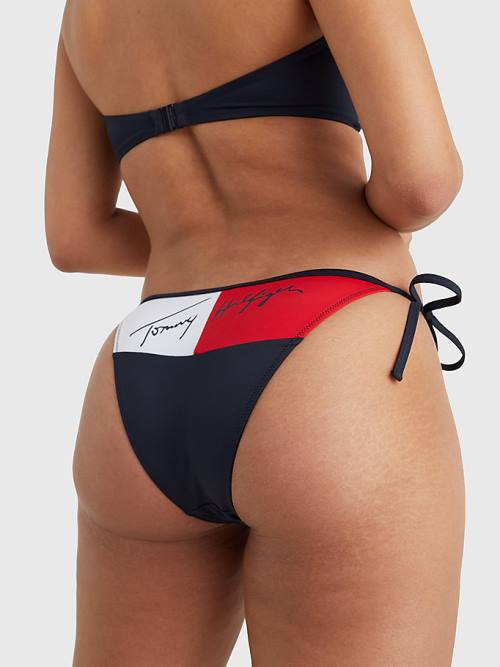 Stroje Kąpielowe Tommy Hilfiger Cheeky Side Tie Bikini Bottoms Damskie Niebieskie | TH390AKP