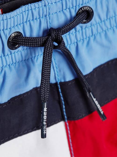 Stroje Kąpielowe Tommy Hilfiger Colour-Blocked Mid Length Shorts Chłopięce Niebieskie | TH018YRM