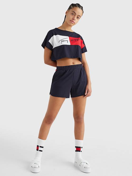 Stroje Kąpielowe Tommy Hilfiger Colour-Blocked Cropped Damskie Niebieskie | TH058IMC