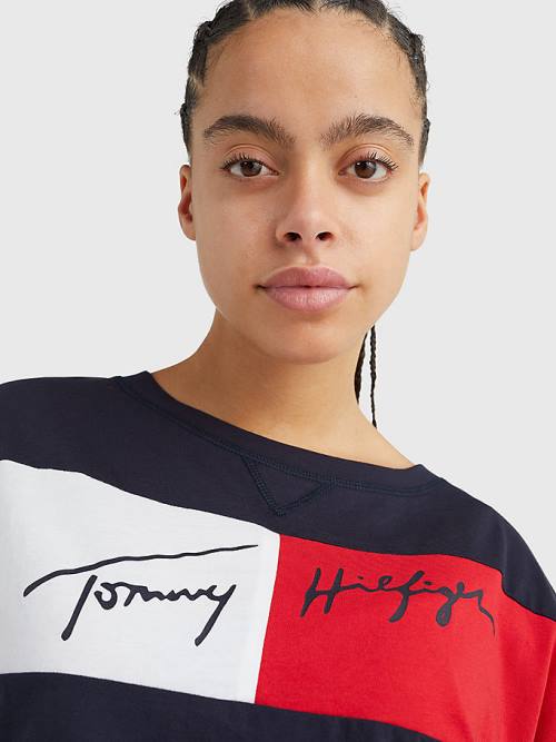 Stroje Kąpielowe Tommy Hilfiger Colour-Blocked Cropped Damskie Niebieskie | TH058IMC