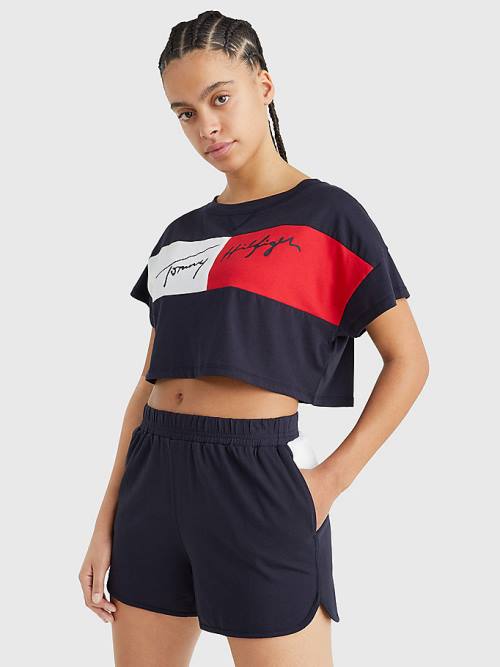 Stroje Kąpielowe Tommy Hilfiger Colour-Blocked Cropped Damskie Niebieskie | TH058IMC