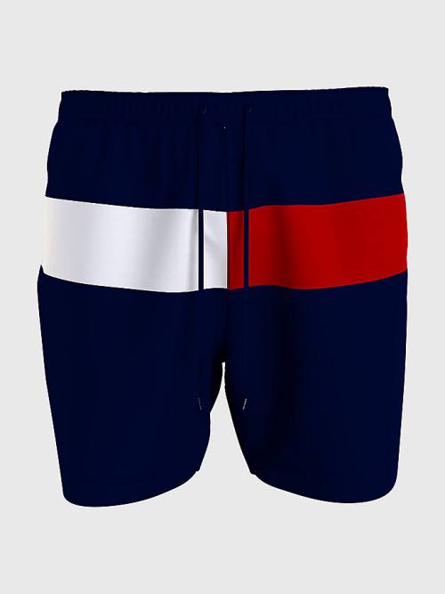 Stroje Kąpielowe Tommy Hilfiger Colour-Blocked Long Length Shorts Męskie Niebieskie | TH123RBG