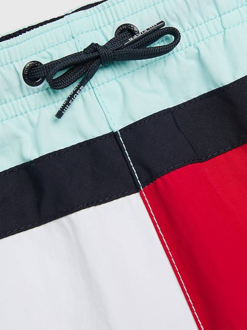 Stroje Kąpielowe Tommy Hilfiger Colour-Blocked Mid Length Shorts Chłopięce Niebieskie | TH145RYV