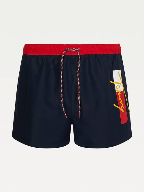 Stroje Kąpielowe Tommy Hilfiger Colour-Blocked Krótkie Length Shorts Męskie Niebieskie | TH216LEF