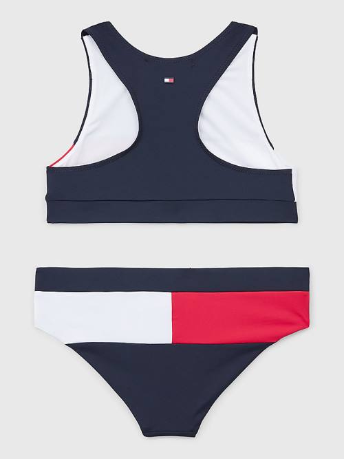 Stroje Kąpielowe Tommy Hilfiger Colour-Blocked Crop Top Bikini Set Dziewczynka Niebieskie | TH683IAK