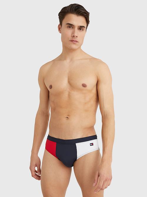 Stroje Kąpielowe Tommy Hilfiger Colour-Blocked Drawstring Briefs Męskie Niebieskie | TH758QPG