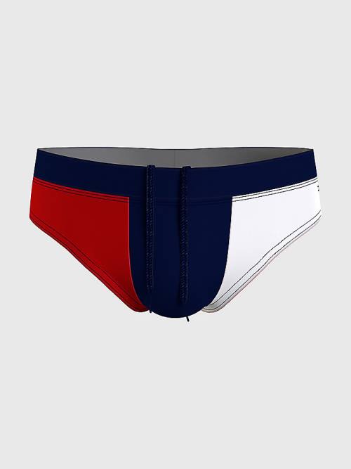 Stroje Kąpielowe Tommy Hilfiger Colour-Blocked Drawstring Briefs Męskie Niebieskie | TH758QPG