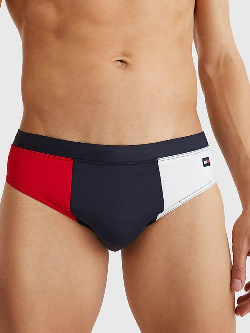 Stroje Kąpielowe Tommy Hilfiger Colour-Blocked Drawstring Briefs Męskie Niebieskie | TH758QPG