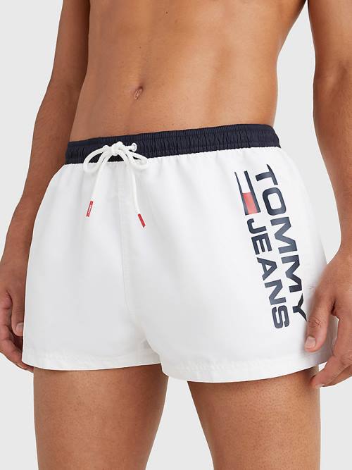 Stroje Kąpielowe Tommy Hilfiger Contrast Pocket Krótkie Length Shorts Męskie Białe | TH506VBY