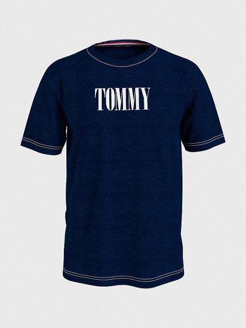 Stroje Kąpielowe Tommy Hilfiger Contrast Logo Organic Bawełniane Męskie Niebieskie | TH849YNU