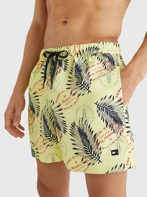 Stroje Kąpielowe Tommy Hilfiger Drawstring Mid Length Shorts Męskie Żółte | TH160ZDC