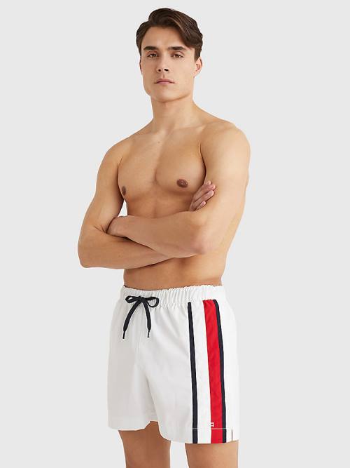 Stroje Kąpielowe Tommy Hilfiger Drawstring Mid Length Shorts Męskie Białe | TH164BPN