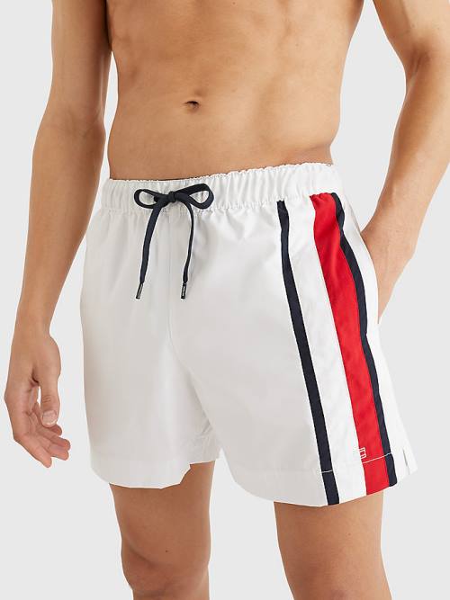 Stroje Kąpielowe Tommy Hilfiger Drawstring Mid Length Shorts Męskie Białe | TH164BPN