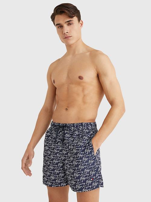 Stroje Kąpielowe Tommy Hilfiger Drawstring Mid Length Shorts Męskie Niebieskie | TH603WOM