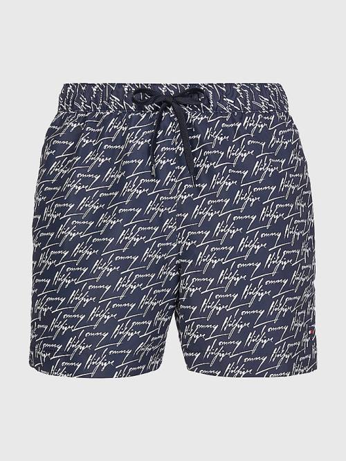 Stroje Kąpielowe Tommy Hilfiger Drawstring Mid Length Shorts Męskie Niebieskie | TH603WOM