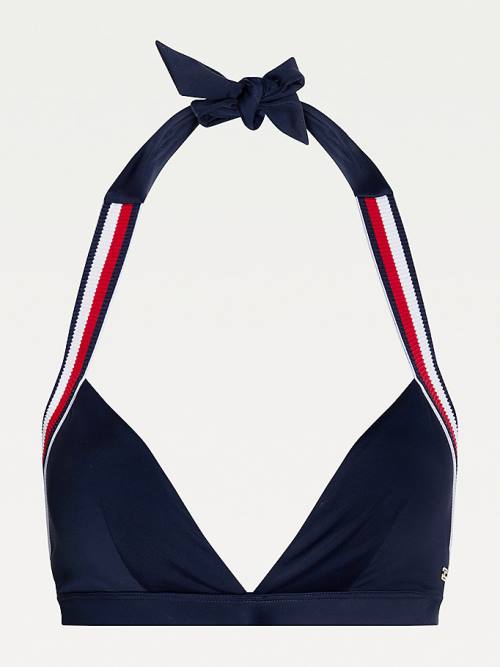 Stroje Kąpielowe Tommy Hilfiger Fixed Triangle Bikini Top Damskie Niebieskie | TH746VGO