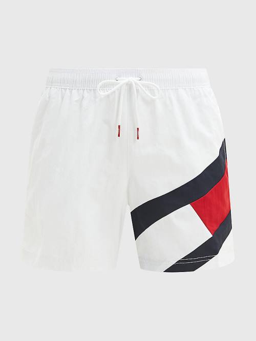 Stroje Kąpielowe Tommy Hilfiger Flag Mid Length Drawstring Shorts Męskie Białe | TH067JZQ