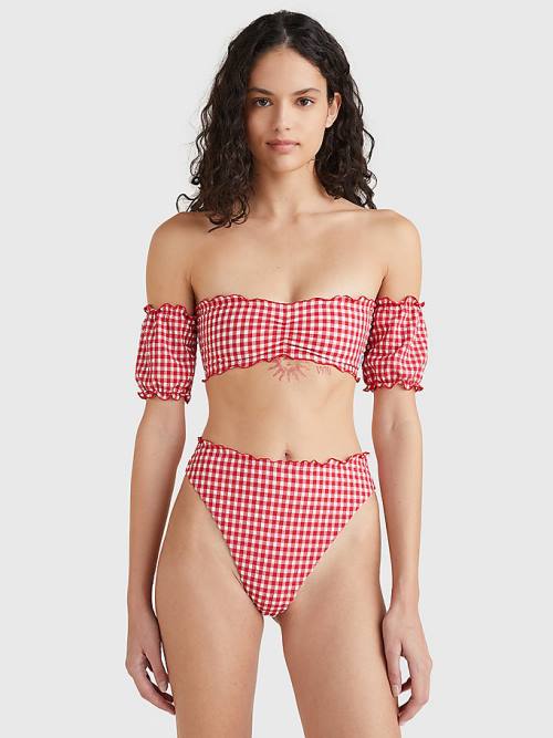 Stroje Kąpielowe Tommy Hilfiger Gingham Cheeky Fit Bikini Bottoms Damskie Czerwone | TH682WZR