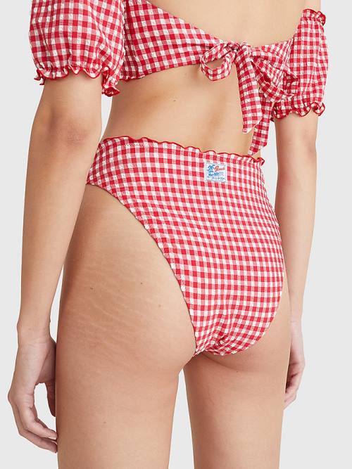 Stroje Kąpielowe Tommy Hilfiger Gingham Cheeky Fit Bikini Bottoms Damskie Czerwone | TH682WZR