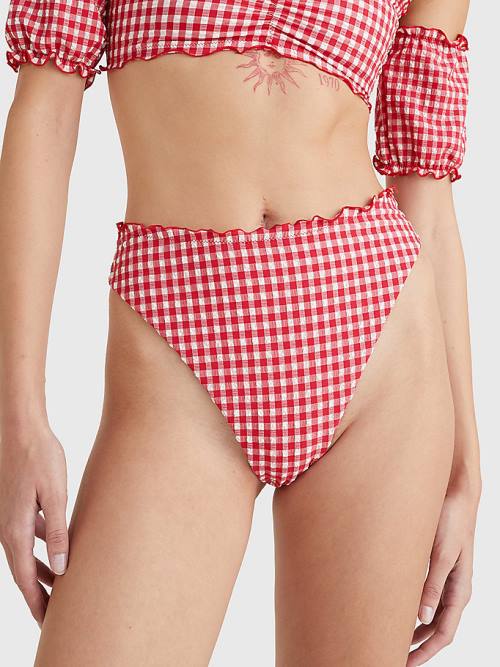 Stroje Kąpielowe Tommy Hilfiger Gingham Cheeky Fit Bikini Bottoms Damskie Czerwone | TH682WZR