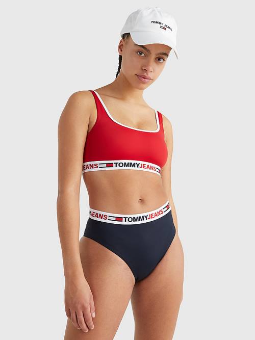 Stroje Kąpielowe Tommy Hilfiger High Stanem Cheeky Bikini Bottoms Damskie Niebieskie | TH089IXV