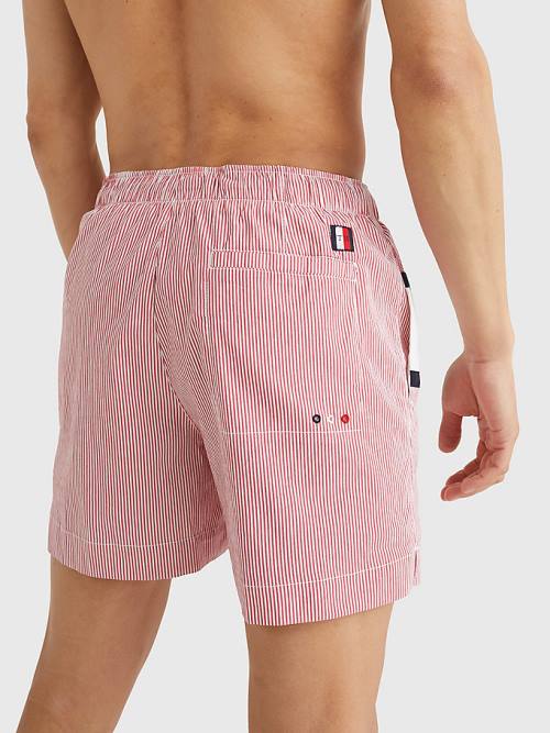 Stroje Kąpielowe Tommy Hilfiger Ithaca Stripe Colour-Blocked Mid Length Shorts Męskie Czerwone | TH076CZR