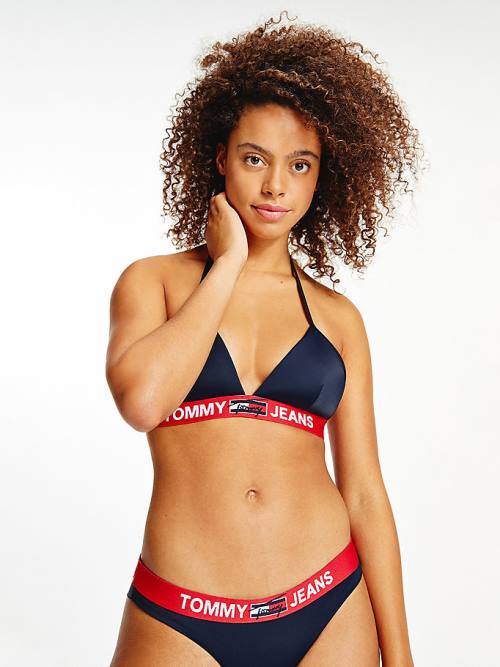 Stroje Kąpielowe Tommy Hilfiger Logo Underband Triangle Bikini Top Damskie Niebieskie | TH093KBS