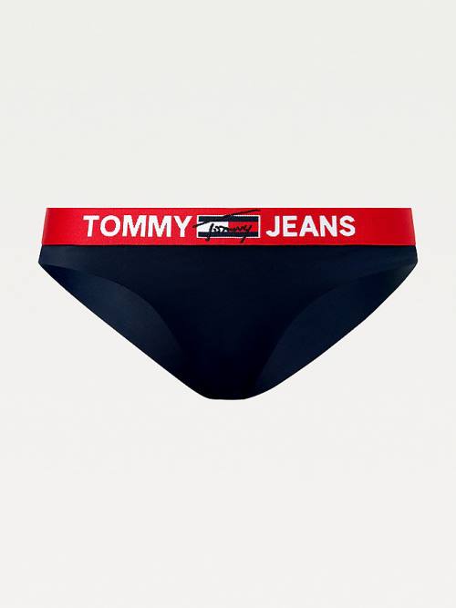 Stroje Kąpielowe Tommy Hilfiger Logo Waistband Brazilian Bikini Bottoms Damskie Niebieskie | TH189NWG