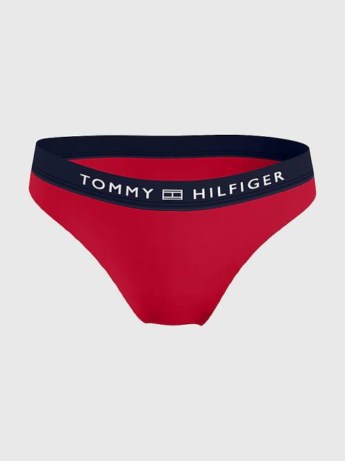 Stroje Kąpielowe Tommy Hilfiger Logo Waistband Brazilian Bikini Bottoms Damskie Czerwone | TH203ECO