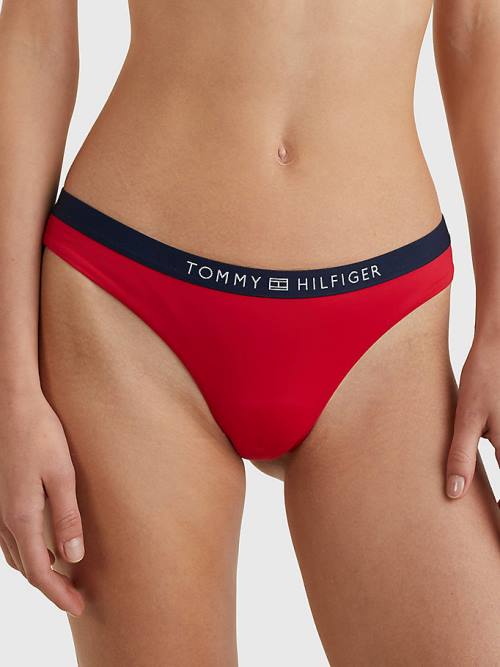 Stroje Kąpielowe Tommy Hilfiger Logo Waistband Brazilian Bikini Bottoms Damskie Czerwone | TH203ECO