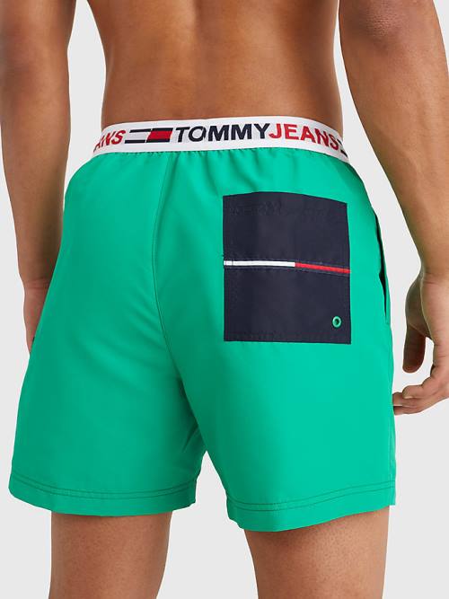 Stroje Kąpielowe Tommy Hilfiger Logo Waistband Mid Length Shorts Męskie Zielone | TH381MEA