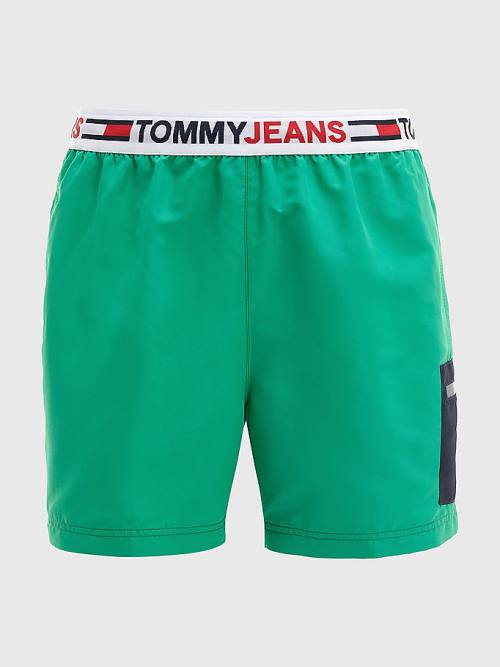 Stroje Kąpielowe Tommy Hilfiger Logo Waistband Mid Length Shorts Męskie Zielone | TH381MEA