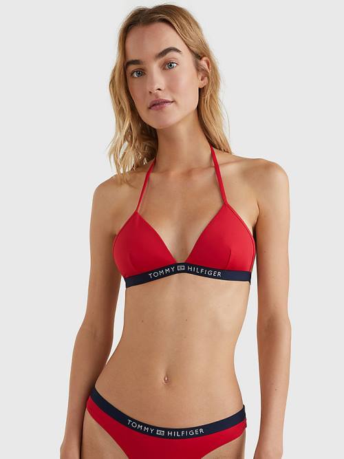 Stroje Kąpielowe Tommy Hilfiger Logo Waistband Triangle Bikini Top Damskie Czerwone | TH395IUA