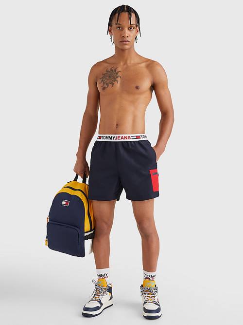 Stroje Kąpielowe Tommy Hilfiger Logo Waistband Mid Length Shorts Męskie Niebieskie | TH658ZRV